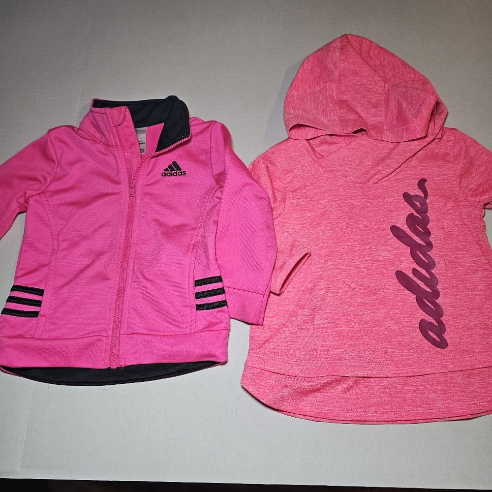 Baby Girl Adidas Jacket Hoodie Lot Size 18 Mos Pink Black Zip Pullover Athletic